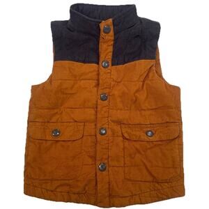 Tommy Bahama Corduroy Puffer Vest Boys Toddler Size 4T Tan & Dark Gray Outdoors